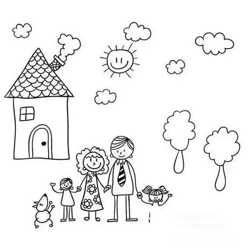 四口之家简笔画图片全家福一家四口儿童简笔画