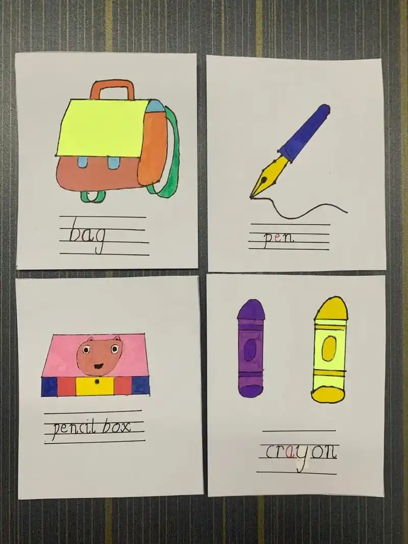 手绘单词卡片#三年级英语上册 #原创作品 - 抖音