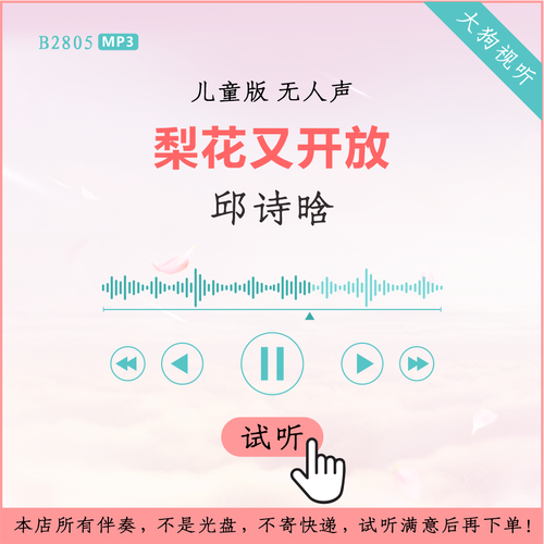 b2805邱诗晗 梨花又开放 中国新声代live儿童版伴奏 高品质无人声