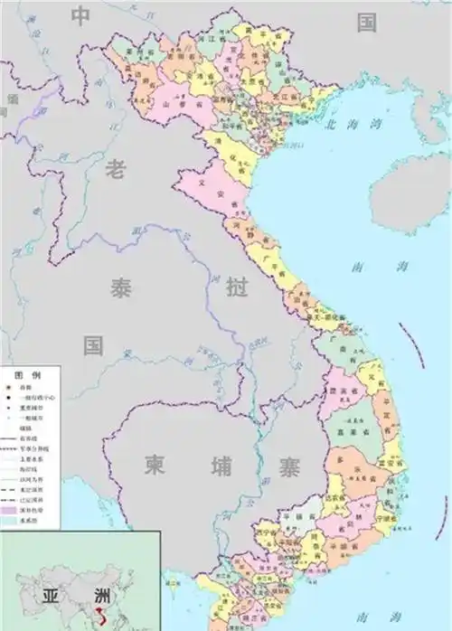 越南及周边邻国地图这两个国家的综合国力都无法与越南相比,当然也