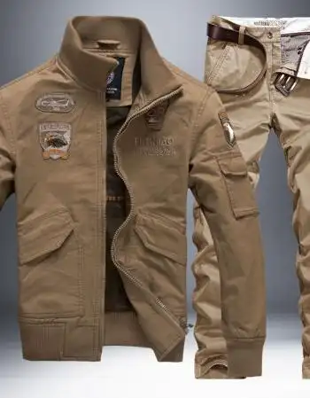 军装工装套装男特种兵夹克薄款野战作训服工作服大码耐磨军衣 卡其色