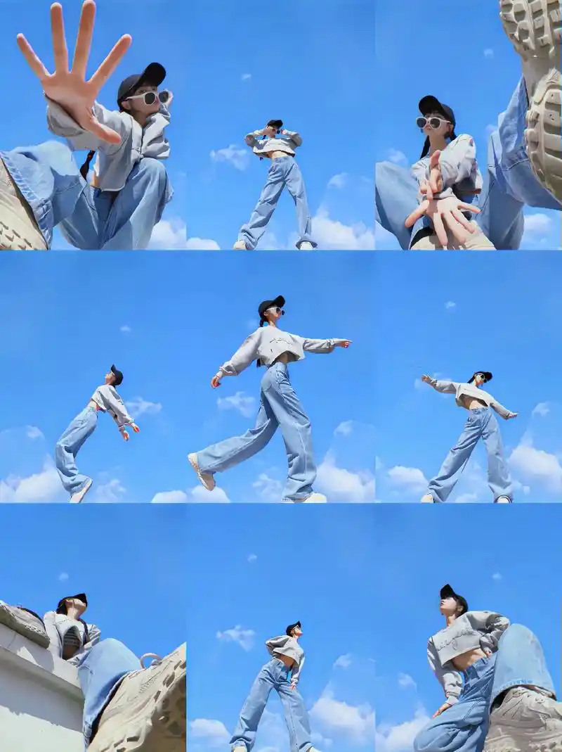 天空自由感拍照姿势天空广角张力拍照pos.晴天对着天空视角拍 - 抖音