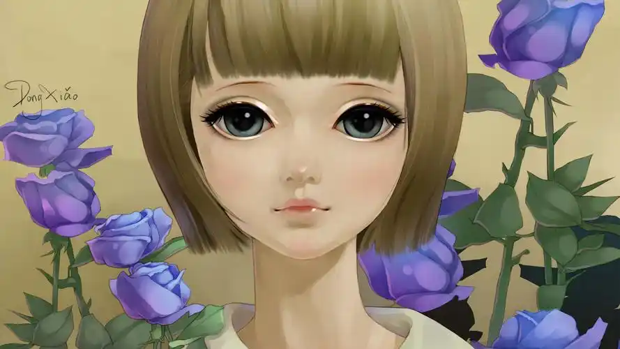 手绘素描女孩人像照片卡通壁纸