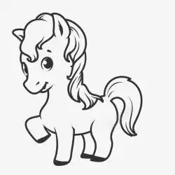 线描小马手绘赤色线描可爱小马高清图片