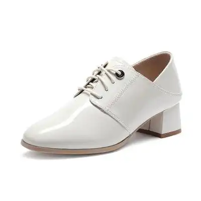 骆驼牌女式皮鞋优雅英伦百搭方休闲鞋粗跟深口单鞋