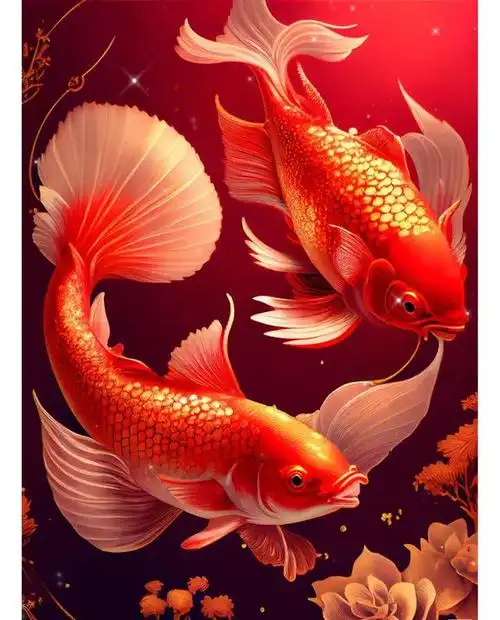 红色的鲤锦,祝你新年新气象发财,祝你万事大吉.