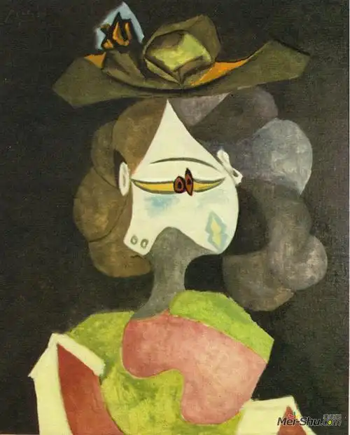 带花的帽子巴勃罗毕加索pablopicasso高清作品欣赏