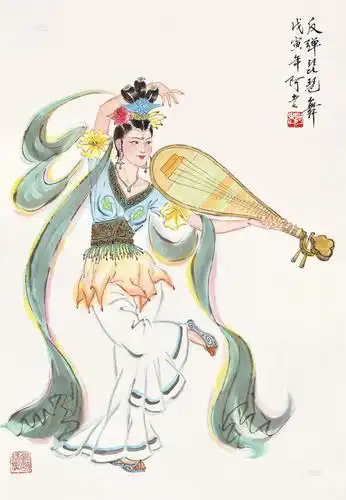 0328反弹琵琶舞镜片纸本