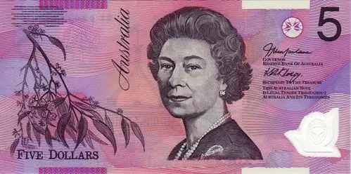 按目前汇率:1澳元=5.5910人民币元,所以5澳元塑钞可以兑换28元人民币.