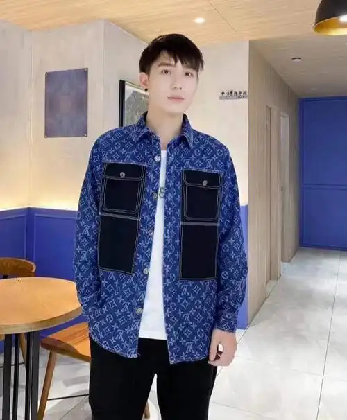 lv路易威登提花满印牛仔衬衫