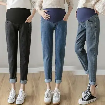 孕妇裤春秋外穿牛仔裤冬天宽松长裤春季老爹孕妇裤子直筒裤