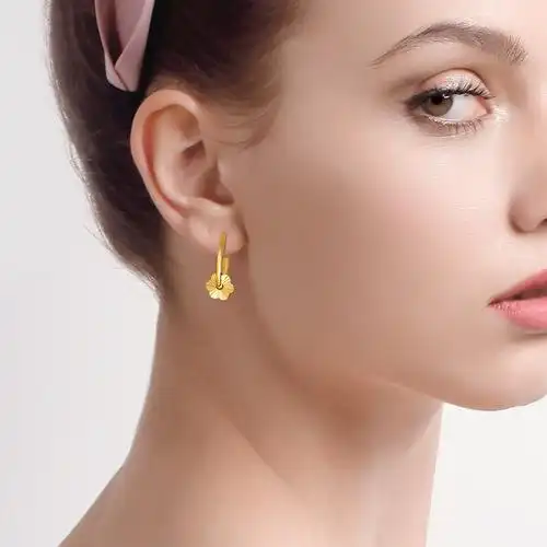 钻之心 黄金耳环女足金9999梅花耳圈年轻送妈妈金耳环耳饰送礼