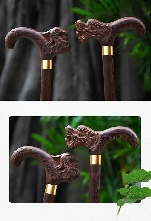 拐杖老人防滑实木龙头拐扙鸡翅木头老年人单手杖拐棍捌杖生日礼物