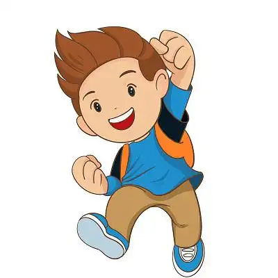 上学冲啊平面卡通可爱小男孩png素材开学季人物