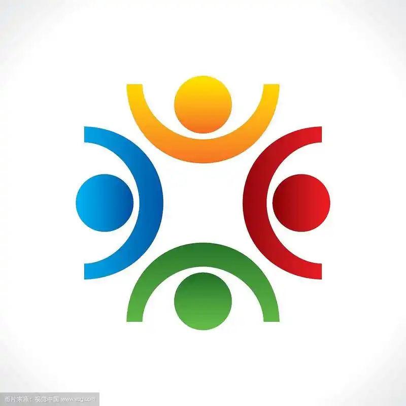 创意团队图标设计由色彩缤纷的人概念矢量