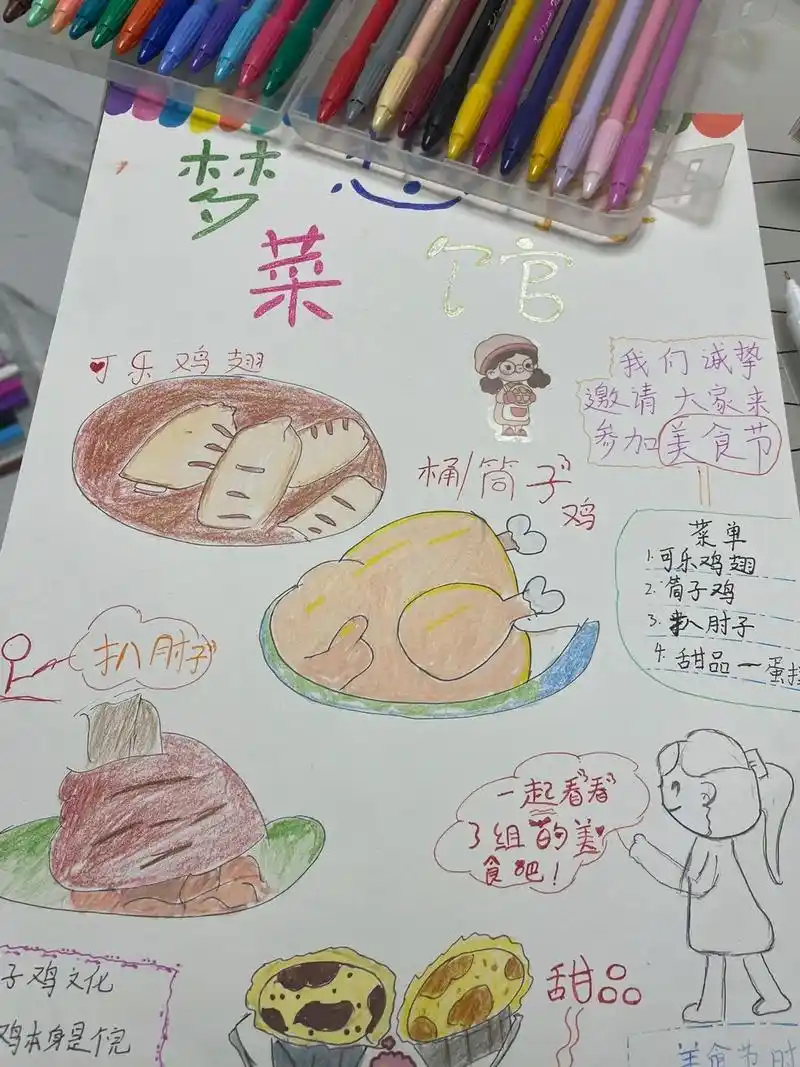 美食海报.#手抄报 画画不易  四不像#画画 - 抖音