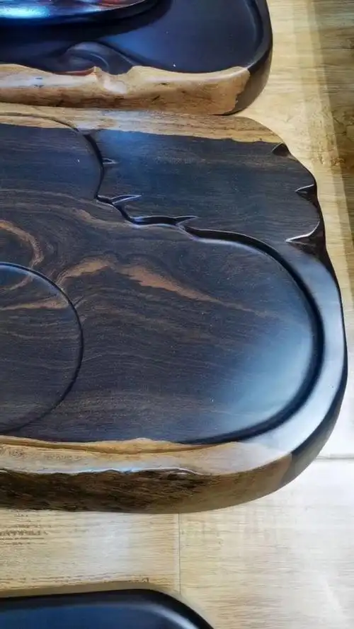 黑檀木 整料茶台 纹理漂亮 原边 随行  木质稳定性好 非常容易打理