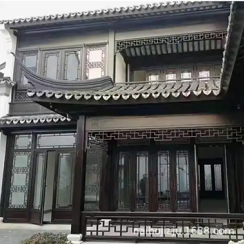 高端新中式仿古窗断桥铝合金门窗中国风古建民宿隔音窗户徽派园林