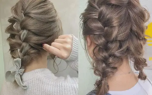 中长发派对发型推介 3: 俏丽可爱编发