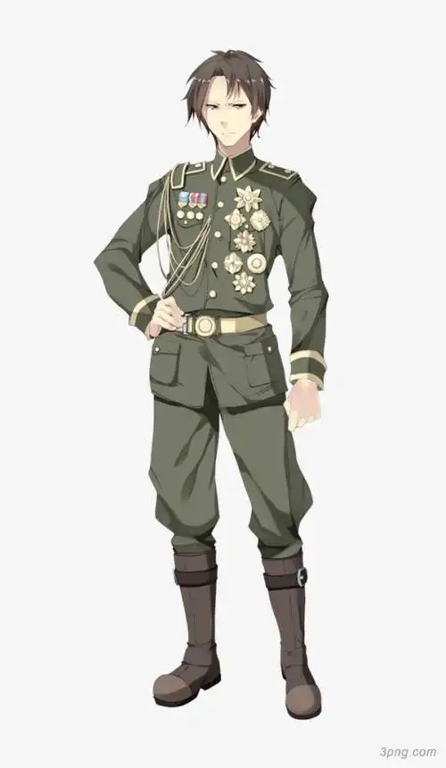 卡通军装男子png素材透明免抠图片-卡通手绘