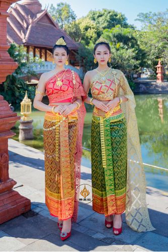 傣王妃服饰的优惠券大全—傣王妃服饰泰国服装女新烫金批纱泼水节服装