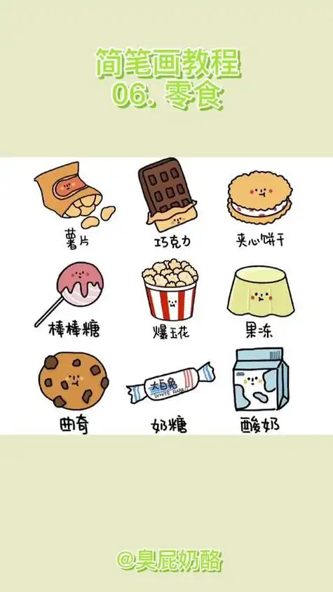 可爱的小图案简笔画 可爱的小图案简笔画 手绘 零食