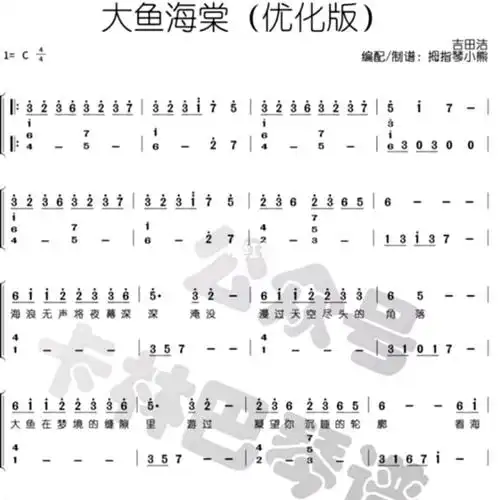 大鱼海棠卡林巴琴谱简谱