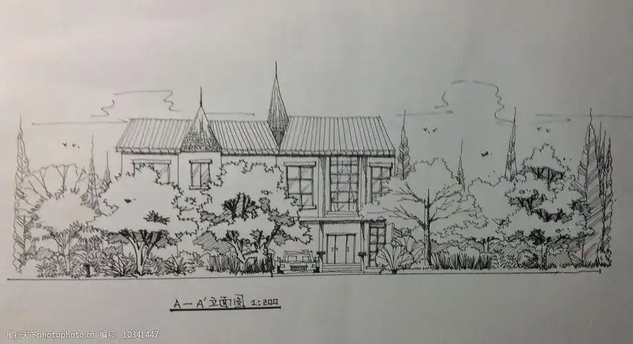 关键词:别墅景观立面图 别墅景观 手绘 立面图 景观设计 植物 环境