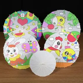 儿童绘画油纸伞图案 油纸伞儿童绘画图片