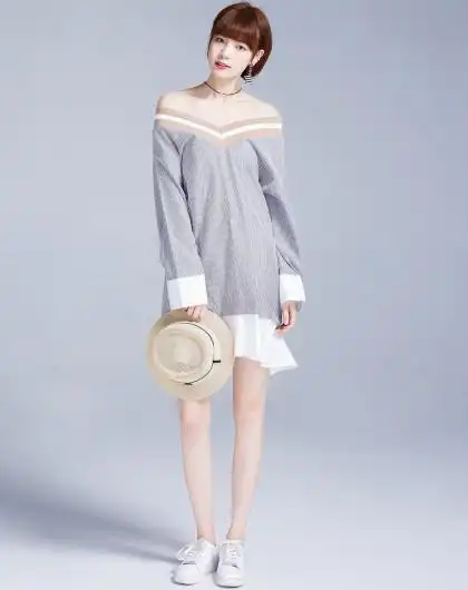 时尚v领面料拼接衬衫