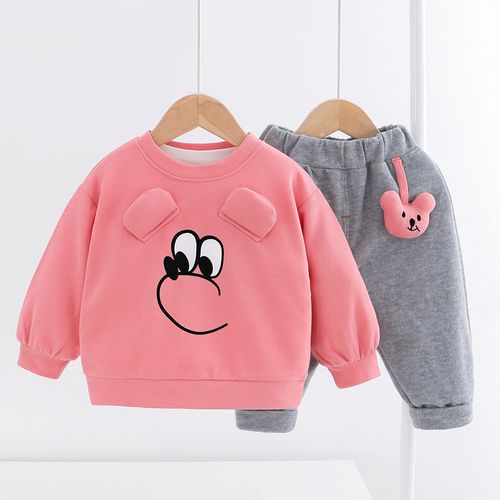 婴儿衣服春季女童可爱外出服套装一岁六7八9个月宝宝分体卫衣春装