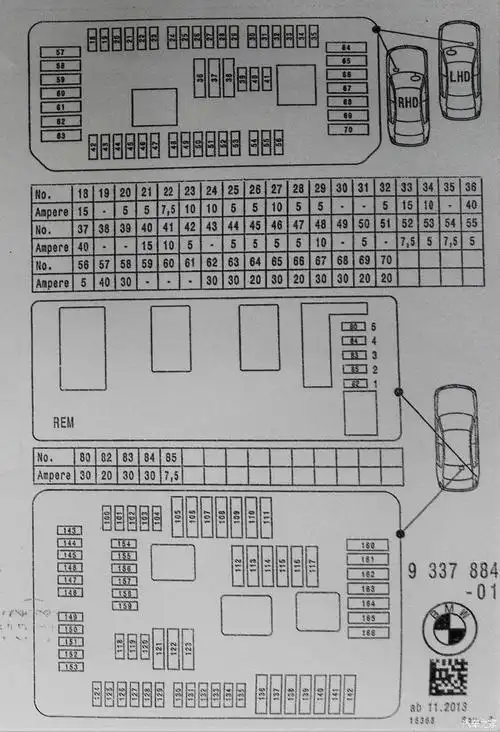 宝马x4保险丝盒对照图 宝马120保险盒示意图