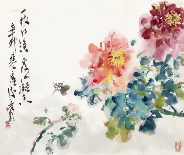 0193 一枝红艳 镜心 设色绢本