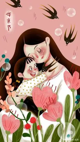 母亲节系列插画手绘