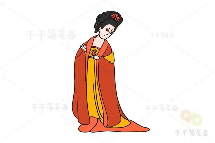 四大美女之一 杨玉环简笔画_古代人物简笔画