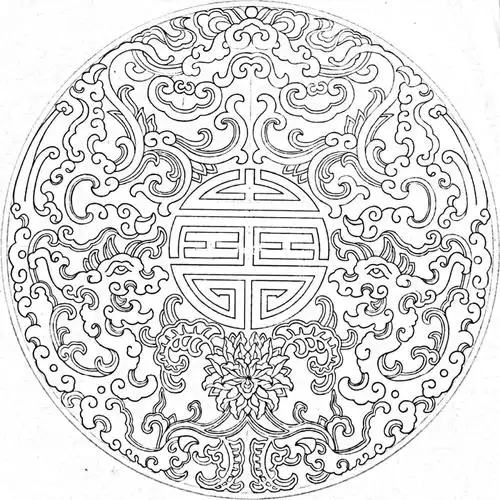 中国传统纹样双凤捧寿