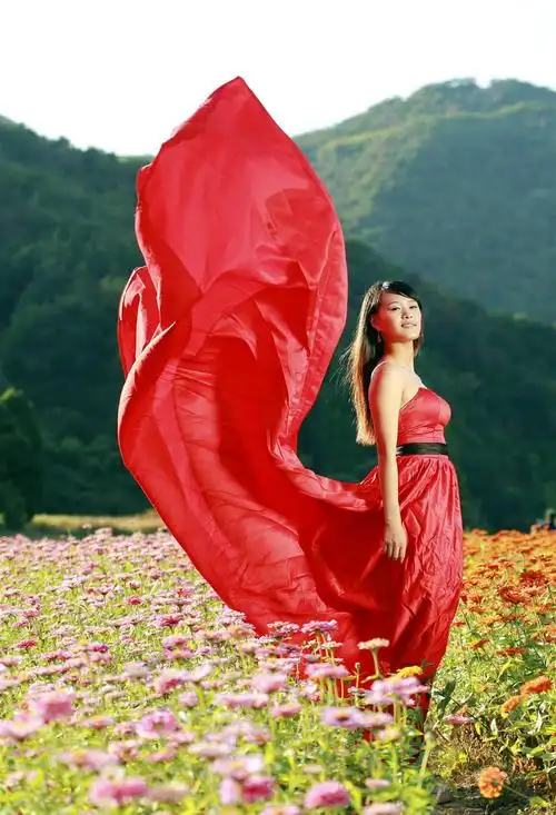 【转载】飘飞的红裙子 漫步海边【美女素材2组】 纯子播放《陈悦作品