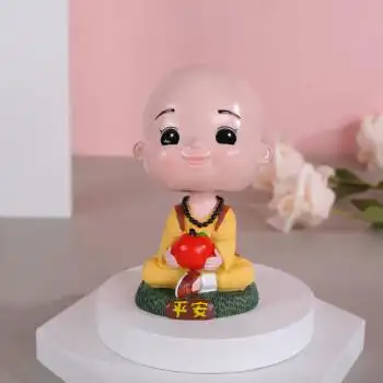 一禅小和尚摆件 汽车摆件摇头可爱小和尚车摆件饰品保平安树脂摆件