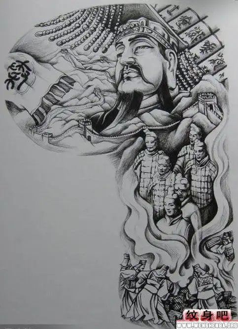秦始皇经典性半甲纹身图案