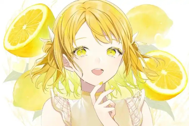 溶于水果的美少女插画眼睛画得超有神