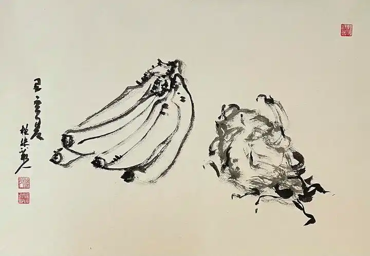 横渠散人写生创作《火龙香蕉》当代文人画,文人画,研学