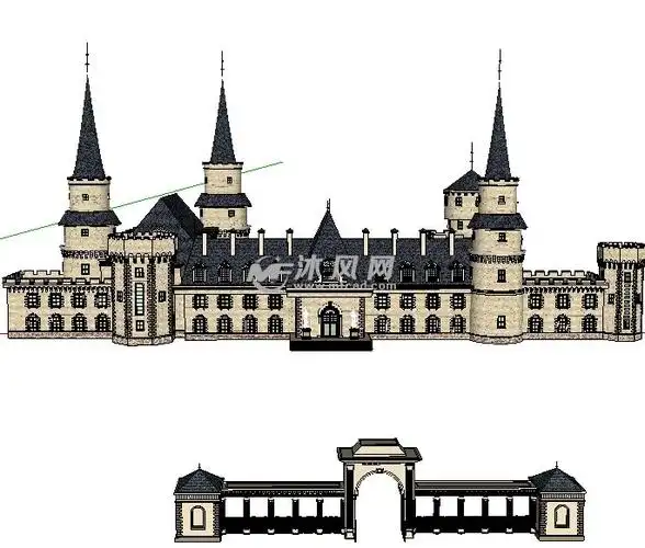 欧式城堡su模型- 建筑模型图纸 - 沐风网