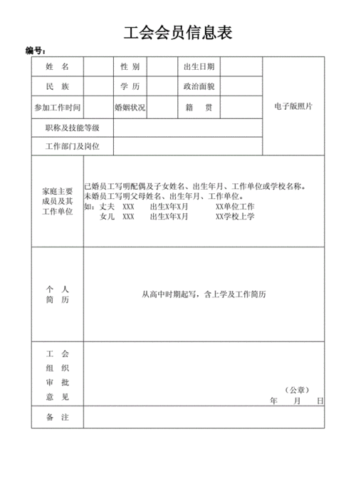 工会会员登记表.docx 3页