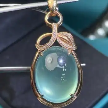 俊新珠宝天然葡萄石吊坠女款18k金镶嵌配天然南非钻石颜色漂亮