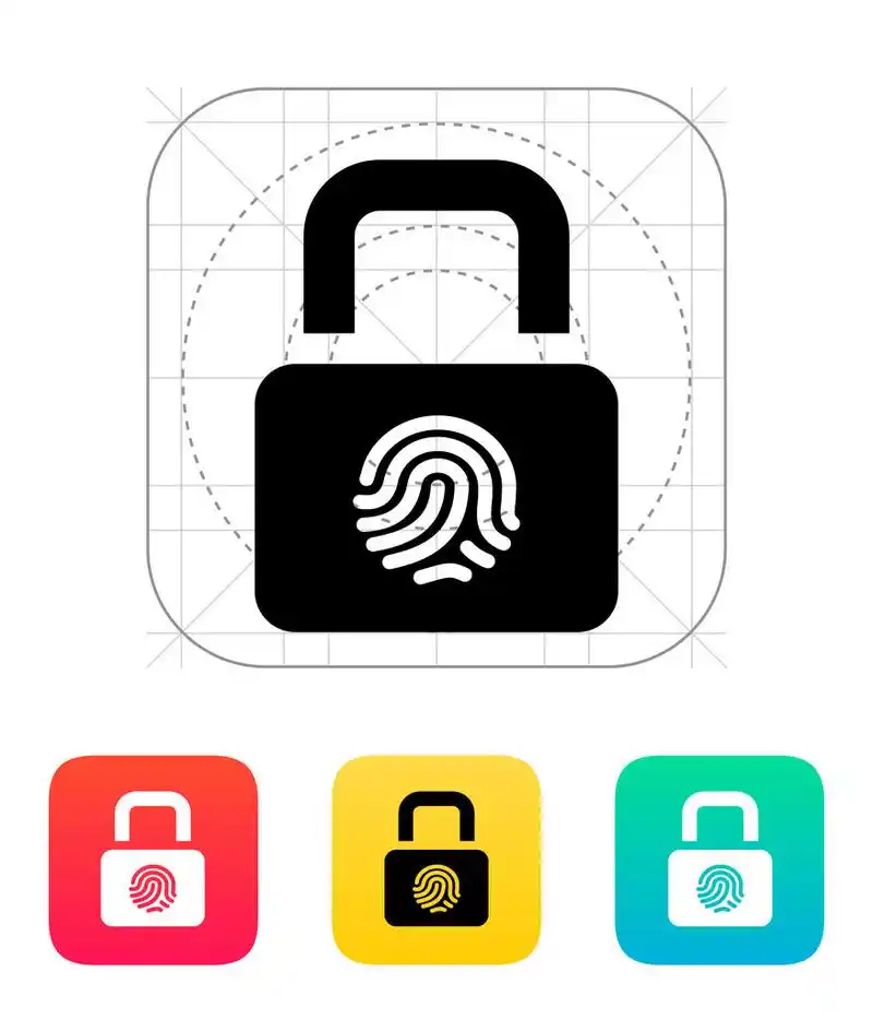 指纹安全的锁状图标.
