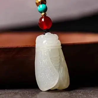 淑丽芙(shulifu)玉蝉吊坠和田玉知了一鸣惊人金榜题名玉坠白挂件玉佩