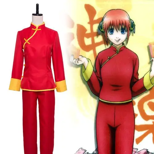 cosplay银魂 神乐cos服 旗袍 唐装 练功服套装 两件套女