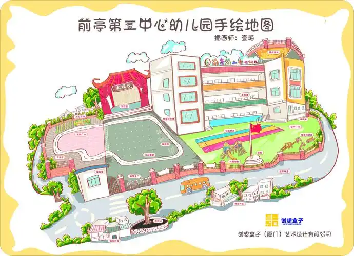 火山岛下前亭幼儿园手绘地图