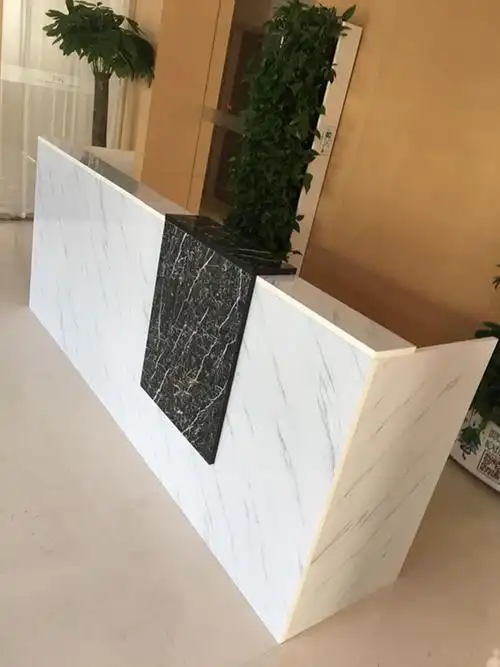 前台接待台烤漆吧台办公仿大理石公司咨询台收银台之岸常规黑白烤漆