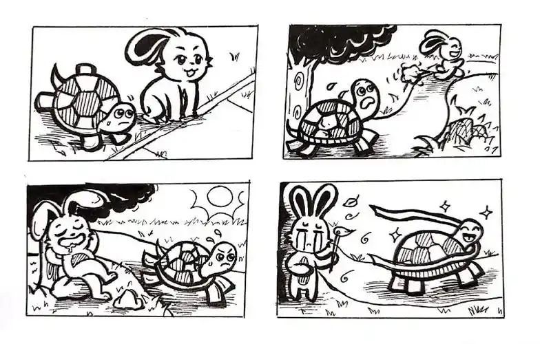 简单,给的格子就比较小,所以就打的小的格子画的不过这种四格漫画考过